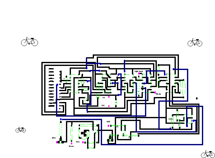 PCB electronic component position diagram for bike alarm college project
