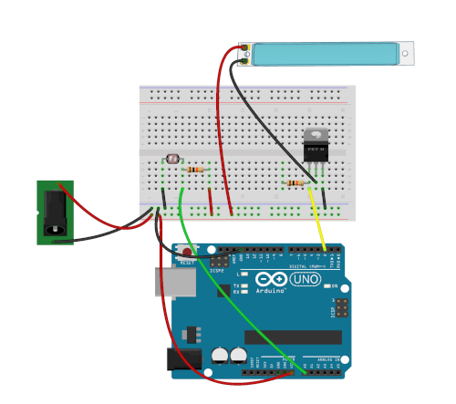 Arduino LDR light sensor and bright COB LED light strip circuit