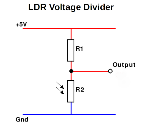 LDR resistor voltage divider circuit