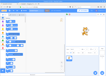 Programming in Scratch version 3 on Linux