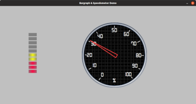 Pygame Zero interface providing bargraph and speedometer
