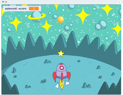 Space Asteroids physical computing game for the Raspberry Pi - Scratch version  3