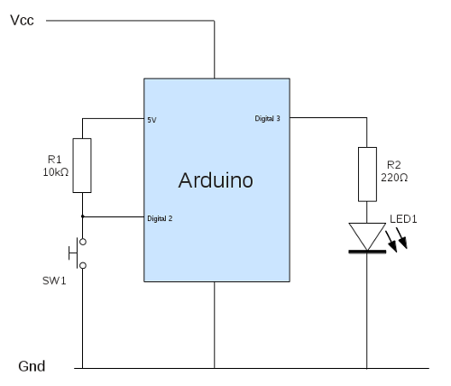 simple LED switch circuit using the Arduino