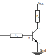 Circuit diagram of an npn transistor switch configuration