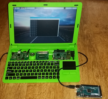 Raspberry Pi Pi-Top laptop with Arduino Mega connected by USB