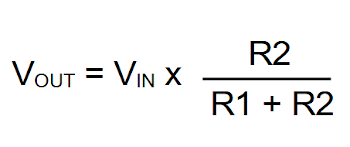 Formula for resistor voltage divider circuit Vout = Vin * (R2 / (R1+R2))