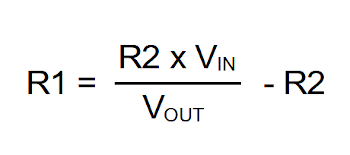 Formula for calculcating resistor value in a potential divider R1 = ((R2 * Vin) / Vout) - R2