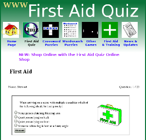 First Aid Quiz website - training information
