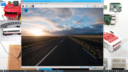 Raspberry Pi Desktop running in Virtualbox under Kubuntu