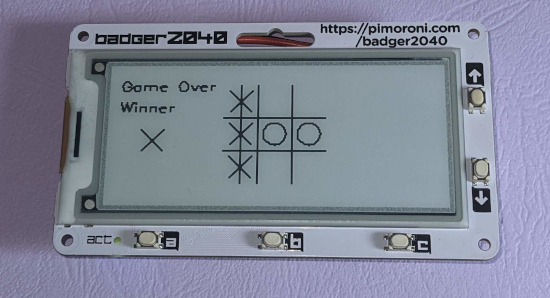 Tic-Tac-Toe game on Badger 2040 (based on Raspberry Pi Pico)