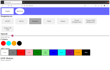 Web application interface for controlling pixelstrips / neopixels