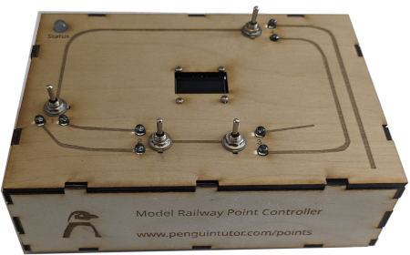 Laser cut box with sloping front for Model railway point controller Raspberry Pi Pico project