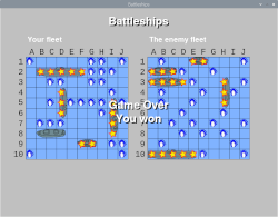 Using artificial intelligence for a competitor in a Battleship computer game